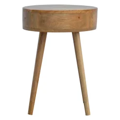 Artisan Furniture Bois massif Nordic circulaire Shaped table de chevet, 1 tiroir, beige