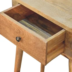 Artisan Furniture Bois massif Mini Albion effet chêne Console, 1 tiroir, beige