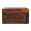 Artisan Furniture Bois massif Large châtaignier Curve table de chevet suspendue, 1 tiroir et niche ouverte, marron foncé