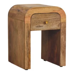 Artisan Furniture Bois massif Mini Darcy effet chêne table de chevet avec courbé Edges, 1 tiroir, marron