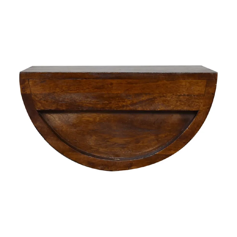 Artisan Furniture Table de chevet flottante en bois massif de châtaignier, 1 tiroir, brun foncé