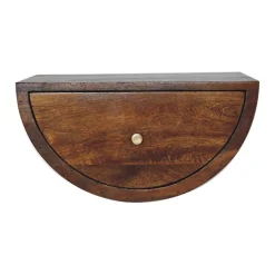 Artisan Furniture Table de chevet flottante en bois massif de châtaignier, 1 tiroir, brun foncé