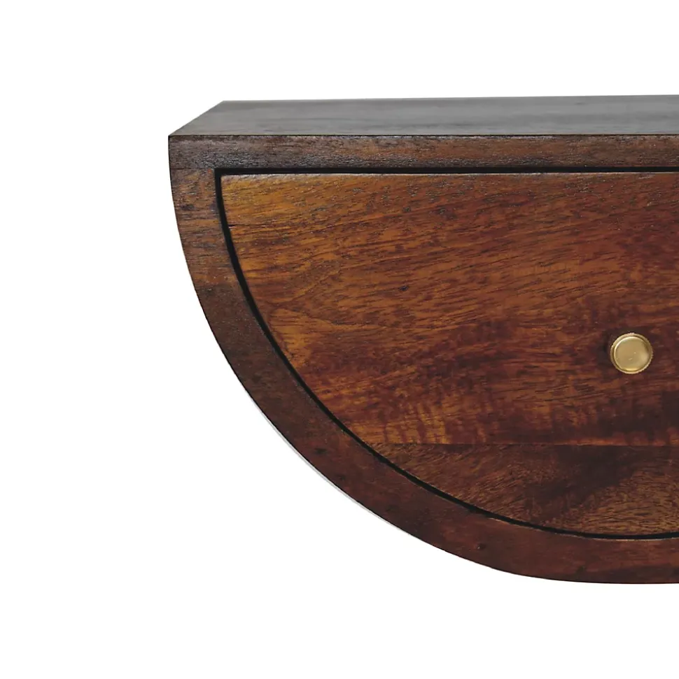 Artisan Furniture Table de chevet flottante en bois massif de châtaignier, 1 tiroir, brun foncé