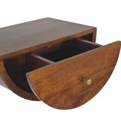 Artisan Furniture Table de chevet flottante en bois massif de châtaignier, 1 tiroir, brun foncé