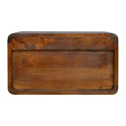 Artisan Furniture Table de chevet flottante en bois massif courbé, 2 tiroirs, marron foncé