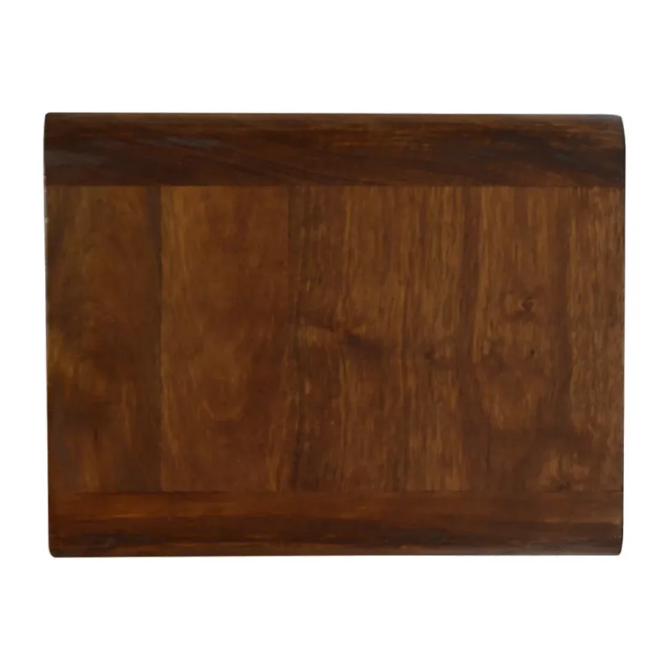 Artisan Furniture Table de chevet flottante en bois massif courbé, 2 tiroirs, marron foncé