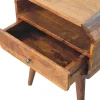 Artisan Furniture Table de chevet Newton en bois massif de châtaignier, 1 tiroir et étagère ouverte, brun foncé
