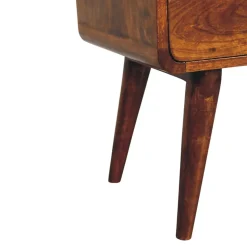 Artisan Furniture Table de chevet Newton en bois massif de châtaignier, 1 tiroir et étagère ouverte, brun foncé