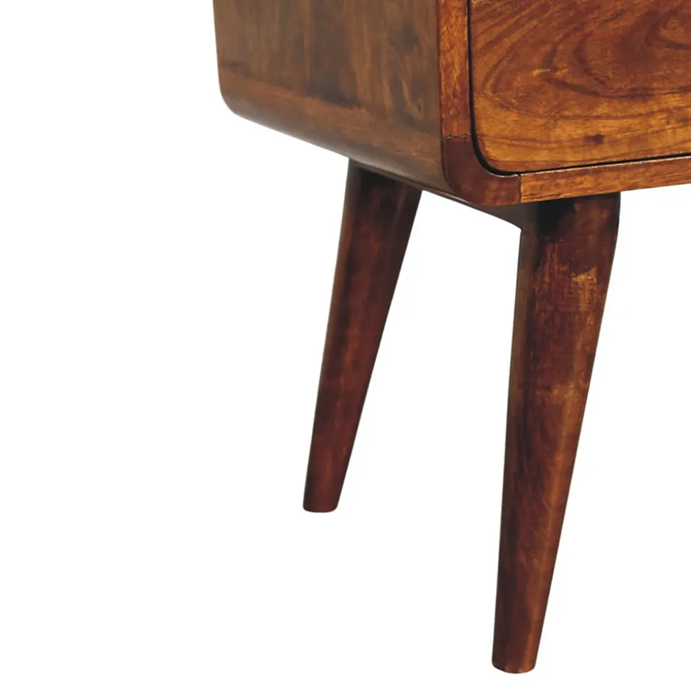 Artisan Furniture Table de chevet Newton en bois massif de châtaignier, 1 tiroir et étagère ouverte, brun foncé