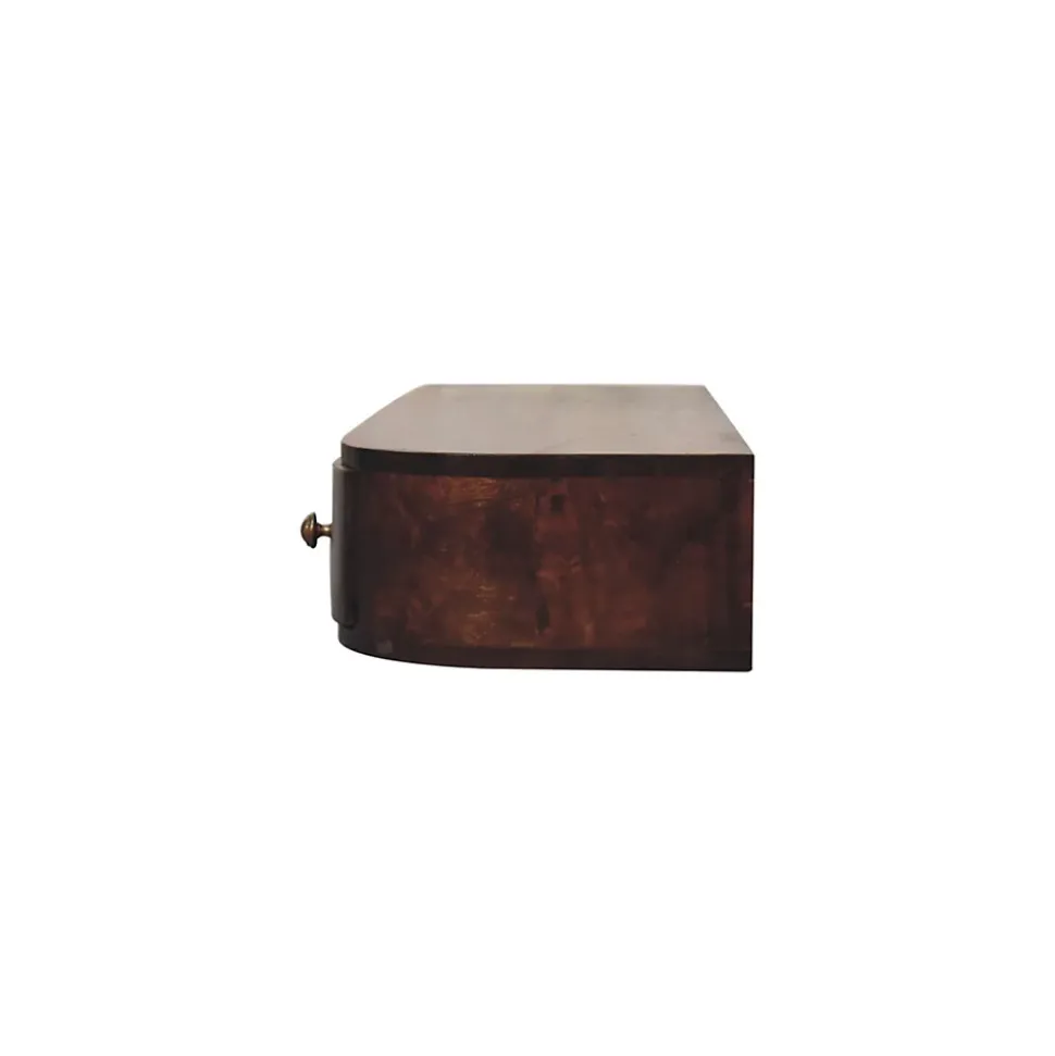 Artisan FurnitureBois massif Lunar 2 tiroir à fixation murale châtaignier Console, 1 étagère, marron