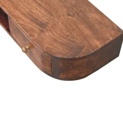 Artisan FurnitureBois massif Lunar 2 tiroir à fixation murale châtaignier Console, 1 étagère, marron