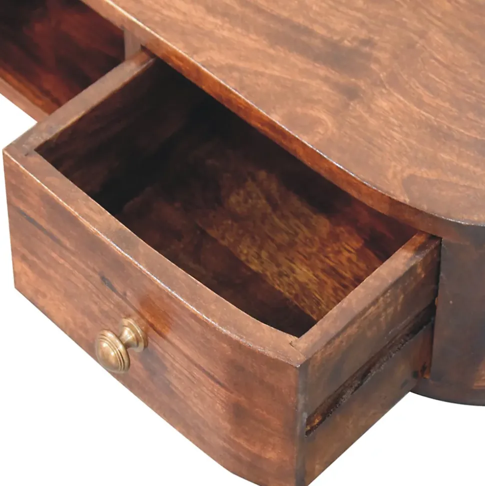 Artisan FurnitureBois massif Lunar 2 tiroir à fixation murale châtaignier Console, 1 étagère, marron