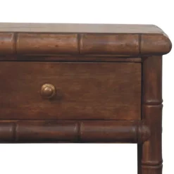 Artisan Furniturec Bois massif bambou Carved table de chevet Table, 1 tiroir, 1 étagère, marron