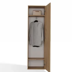 ATARA - Armoire entrée avec grand miroir - 180x50x35 cm - Deux étagères + porte-cintres à intérieur