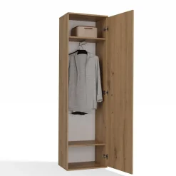 ATARA - Armoire entrée avec grand miroir - 180x50x35 cm - Deux étagères + porte-cintres à intérieur