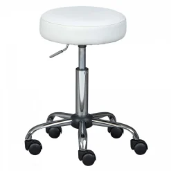 AZURE - Tabouret Pivotant sur Roulettes Simili Blanc
