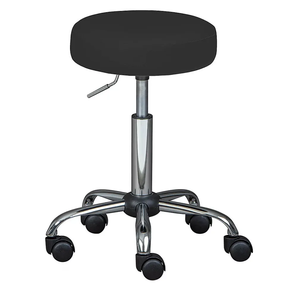 AZURE - Tabouret Pivotant sur Roulettes Simili Noir