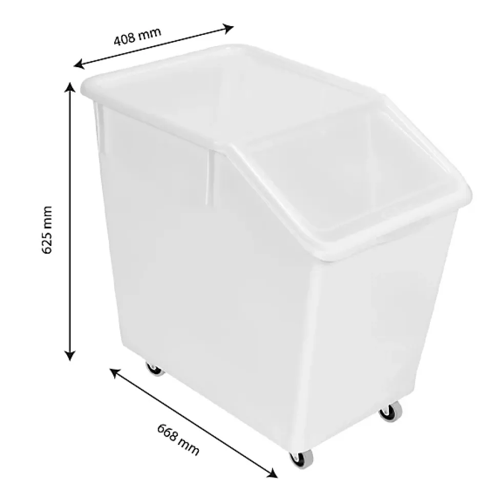Bac à ingrédients 80 L + 4 roues + couvercle transparent