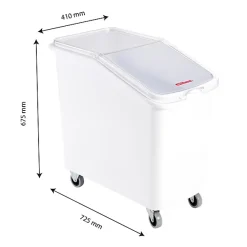 Bac à ingrédients 100 L + couvercle + 4 roues - chape inox
