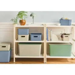 Bac de rangement en plastique recyclé élégant Taille M - Bleu