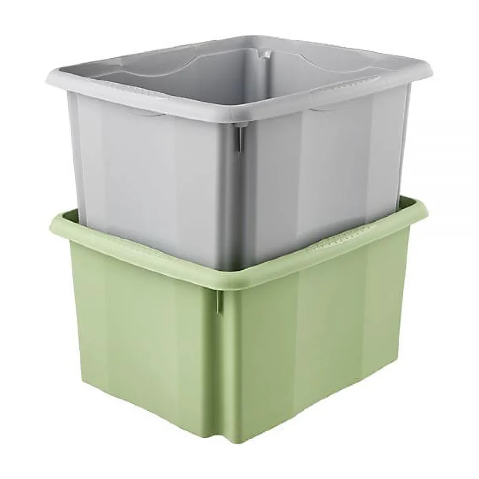 Bac de rangement en plastique recyclé 24 litres - Vert