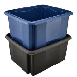 Bac de rangement en plastique recyclé 24 litres - Gris Foncé