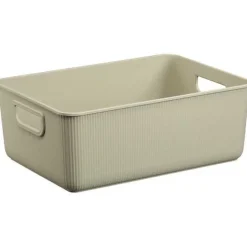 Bac de rangement en plastique recyclé élégant Taille M - Beige