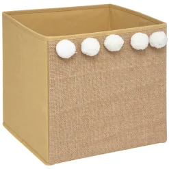 Bac de rangement enfant - pompons - jute - Atmosphera