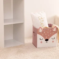Bac de rangement enfant Biche - carton - rose - 29x29 cm - Atmosphera
