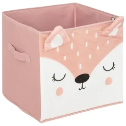 Bac de rangement enfant Biche - carton - rose - 29x29 cm - Atmosphera
