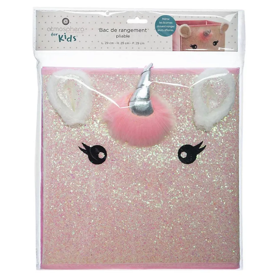 Bac de rangement enfant Licorne - rose - Atmosphera