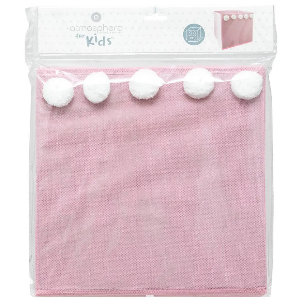 Bac de rangement enfant pompons - rose - Atmosphera