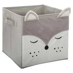 Bac de rangement enfant Renard - velours - gris - Atmosphera