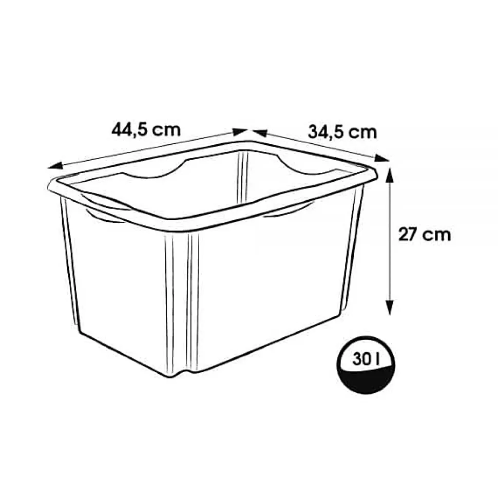 Bac de rangement gris en plastique recyclé 30 litres