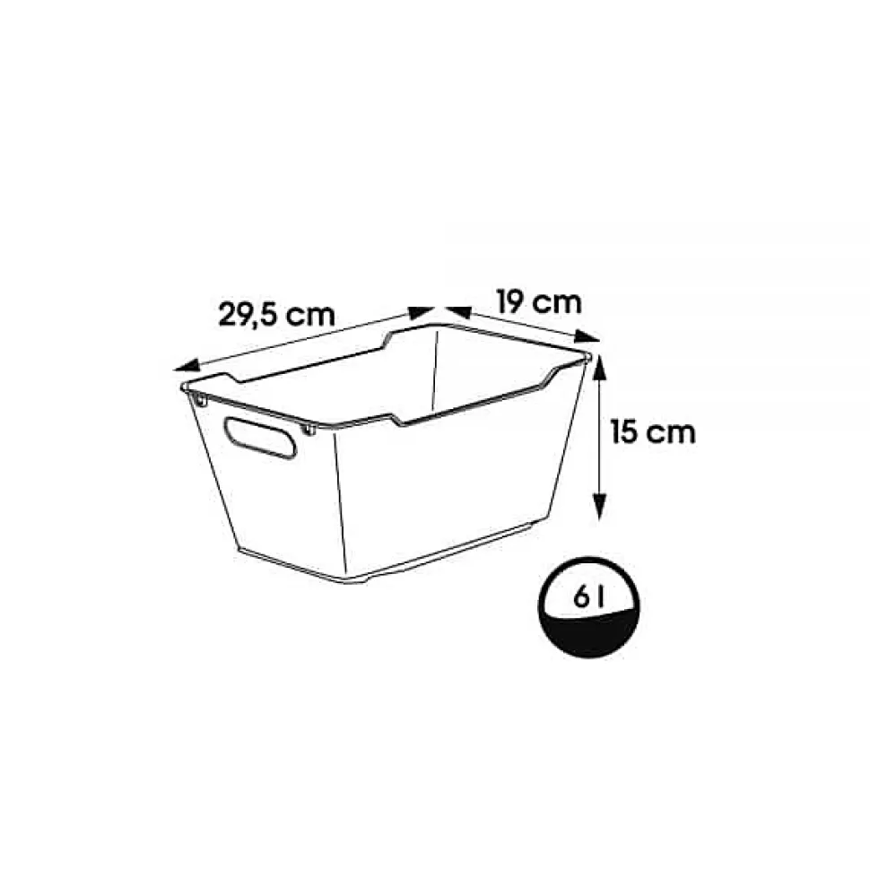 Bac de rangement lifestyle 6 litres avec poignées - Gris