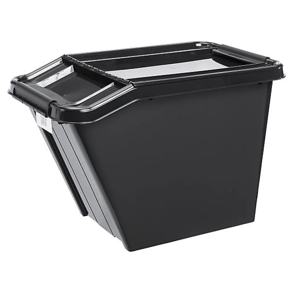 Bac de rangement noir 58 litres avec Couvercle Incliné