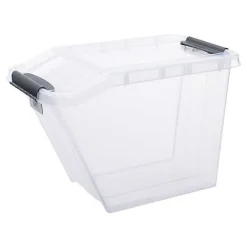 Bac de rangement transparent avec Couvercle Incliné 58 litres