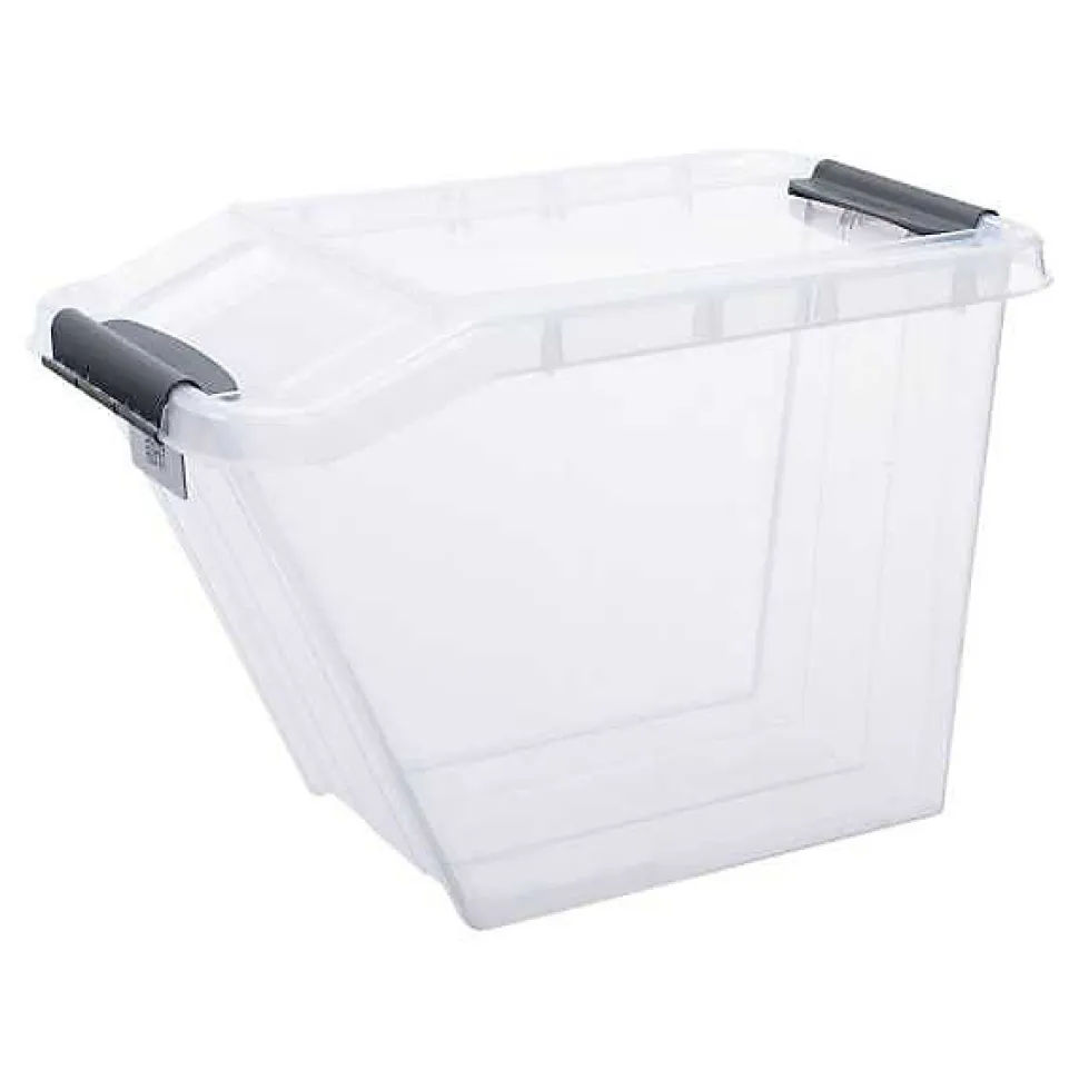 Bac de rangement transparent avec Couvercle Incliné 58 litres