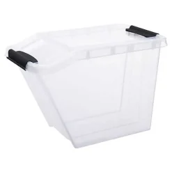 Bac de rangement transparent avec Couvercle Incliné 58 litres