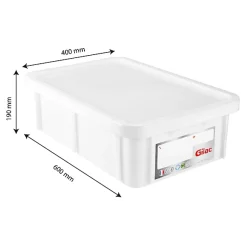 Bac HACCP 25 L rectangulaire + couvercle - blanc