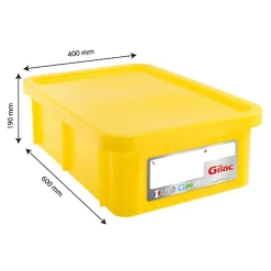Bac HACCP 25 L rectangulaire + couvercle - jaune