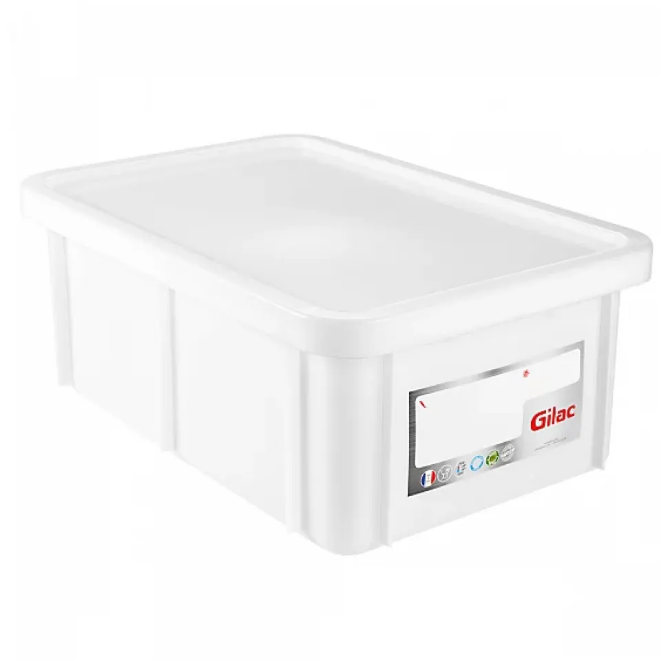 Bac HACCP 35 L rectangulaire + couvercle - blanc