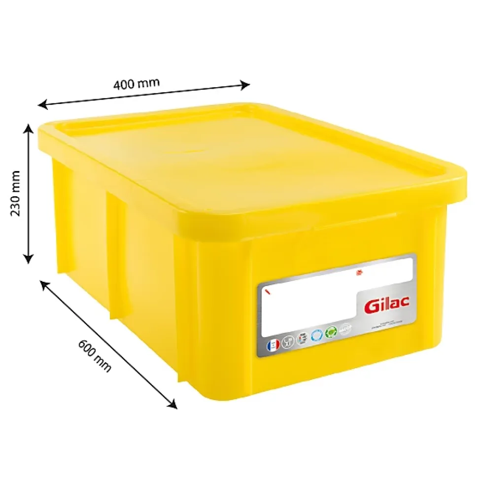 Bac HACCP 35 L rectangulaire + couvercle - jaune
