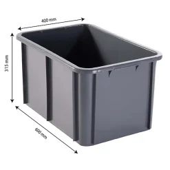 Bac Plastique Alimentaire 600x400x315 55 L gris