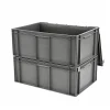 Bac plein 600 x 400 x 246 mm 45 L + couvercle solidaire - gris
