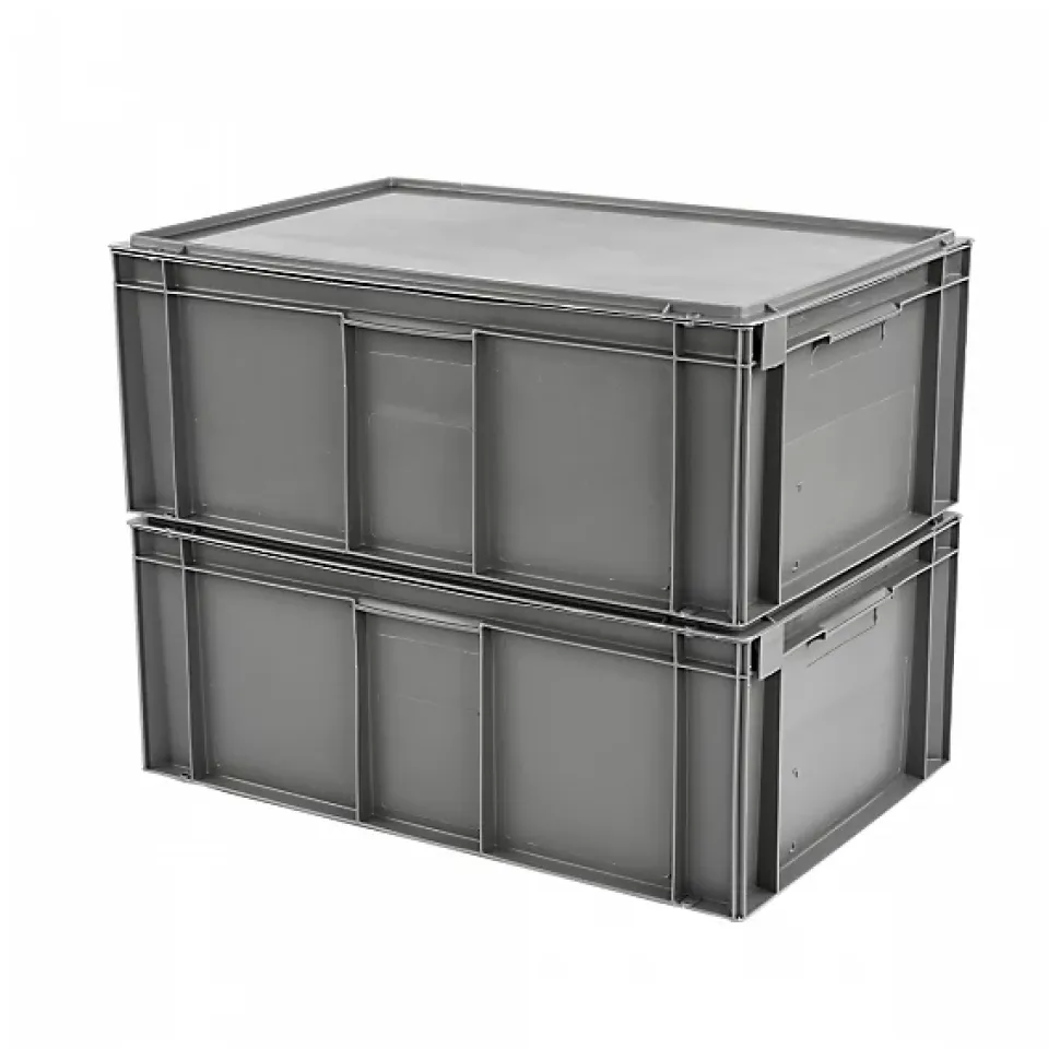 Bac plein 600 x 400 x 246 mm 45 L + couvercle solidaire - gris