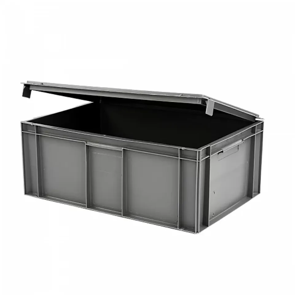 Bac plein 600 x 400 x 246 mm 45 L + couvercle solidaire - gris