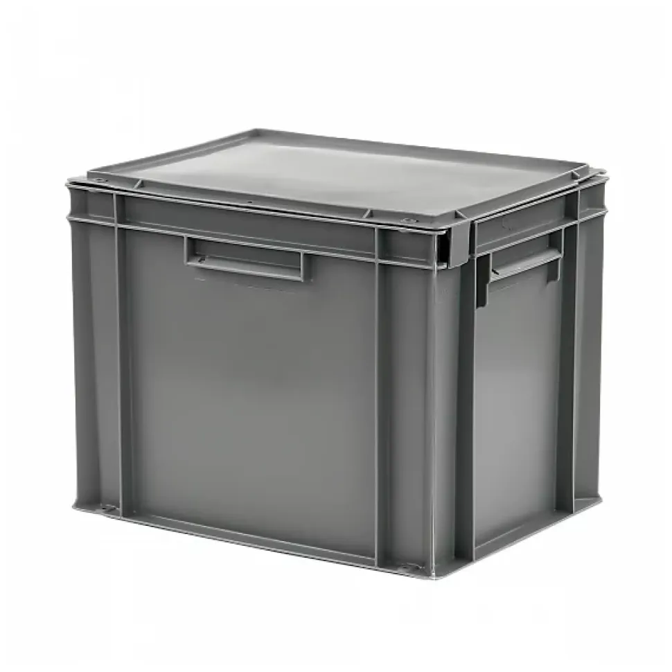 Bac plein 400 x 300 x 330 mm 30 L + couvercle solidaire - gris