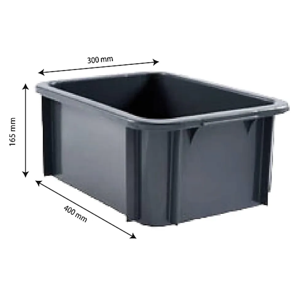 Bac renforcé rectangulaire 400x300x165 12 L gris