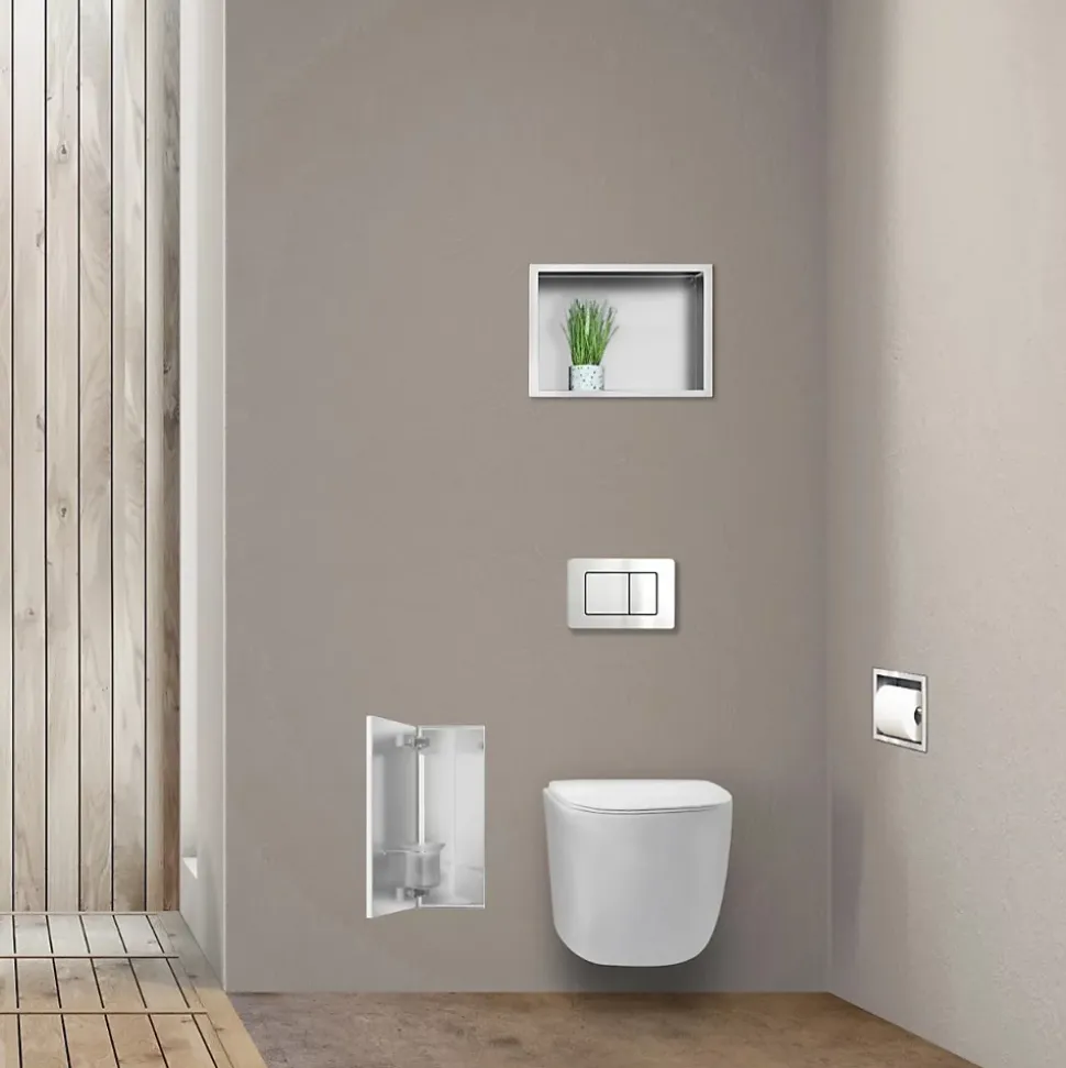 Balneo Armoire encastrée sous carrelage pour brosse WC gauche 53,2cm